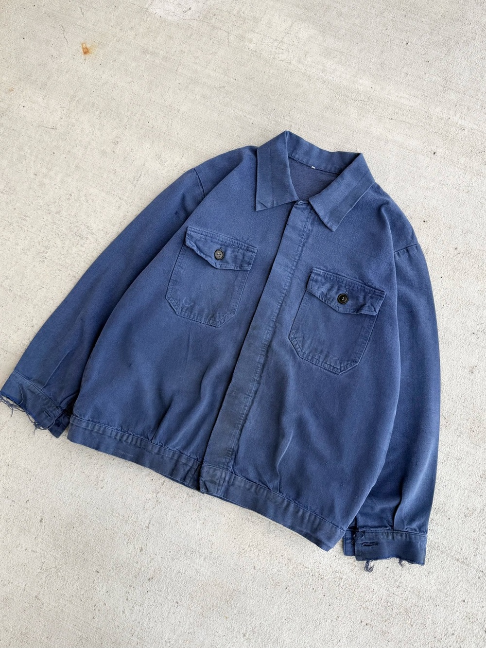 Vintage 70s 80s Faded Cropped 2 Pocket French Chore Jacket